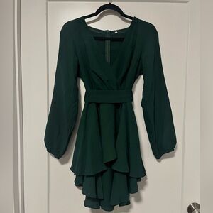 Amazon Long Sleeve Flowy Green Dress Size Small NWOT